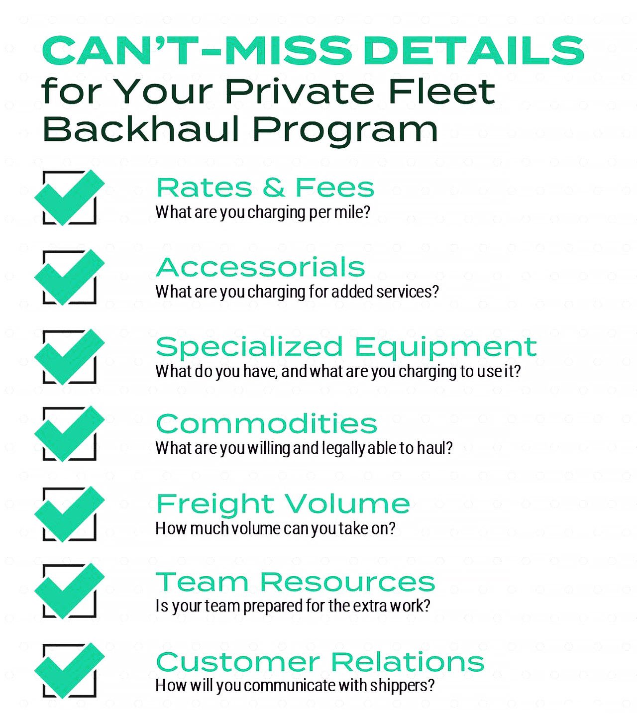 Can't miss details for your Private Fleet Backhaul Program - Infographic