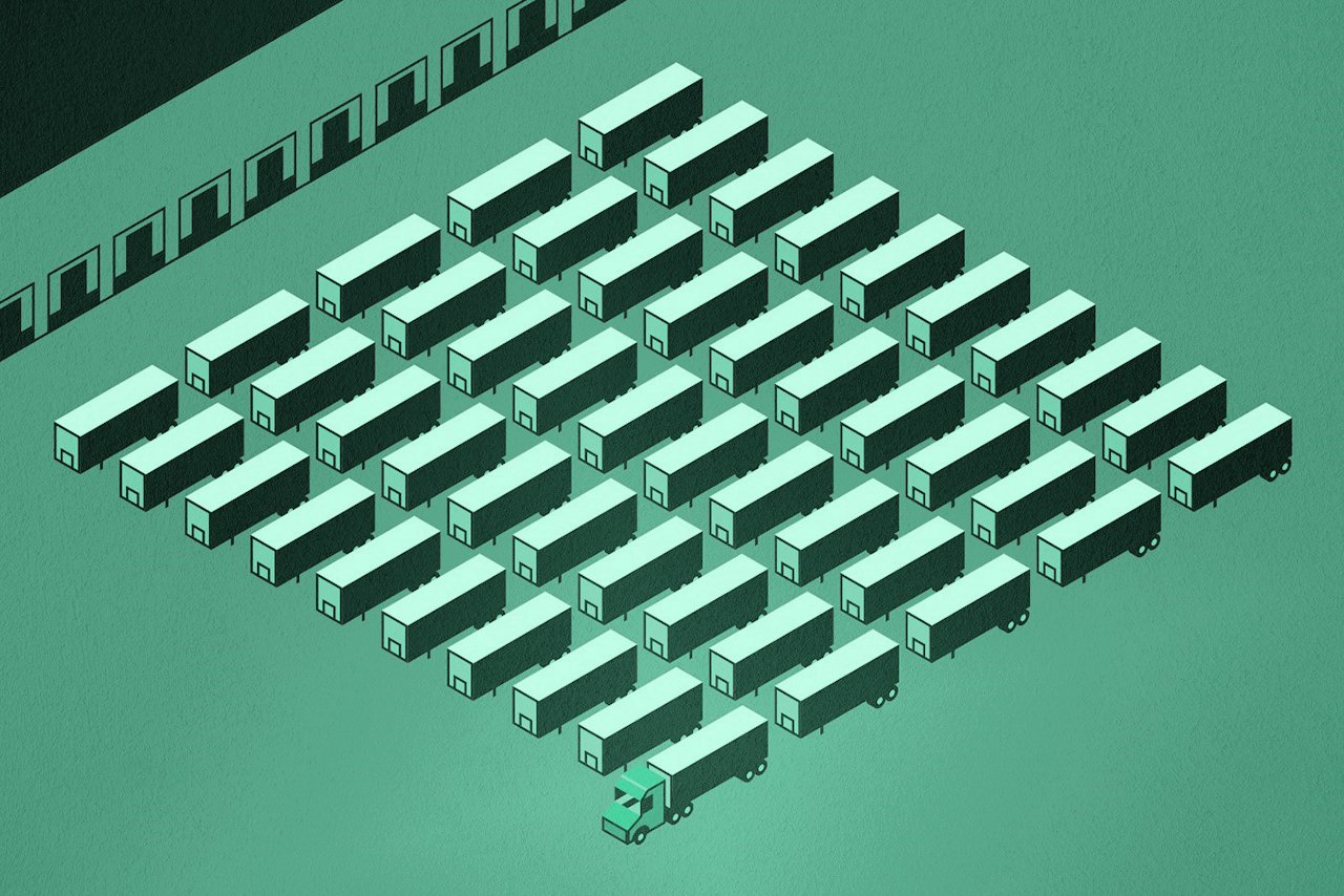 illustration of 50 trailers without power units